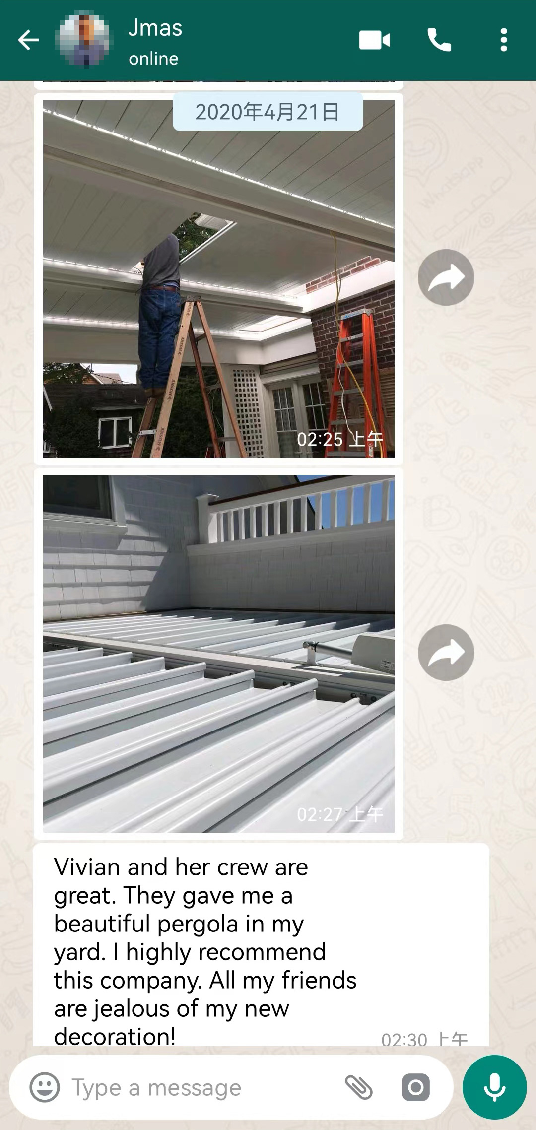 Pergola Installation - Customer Jmas